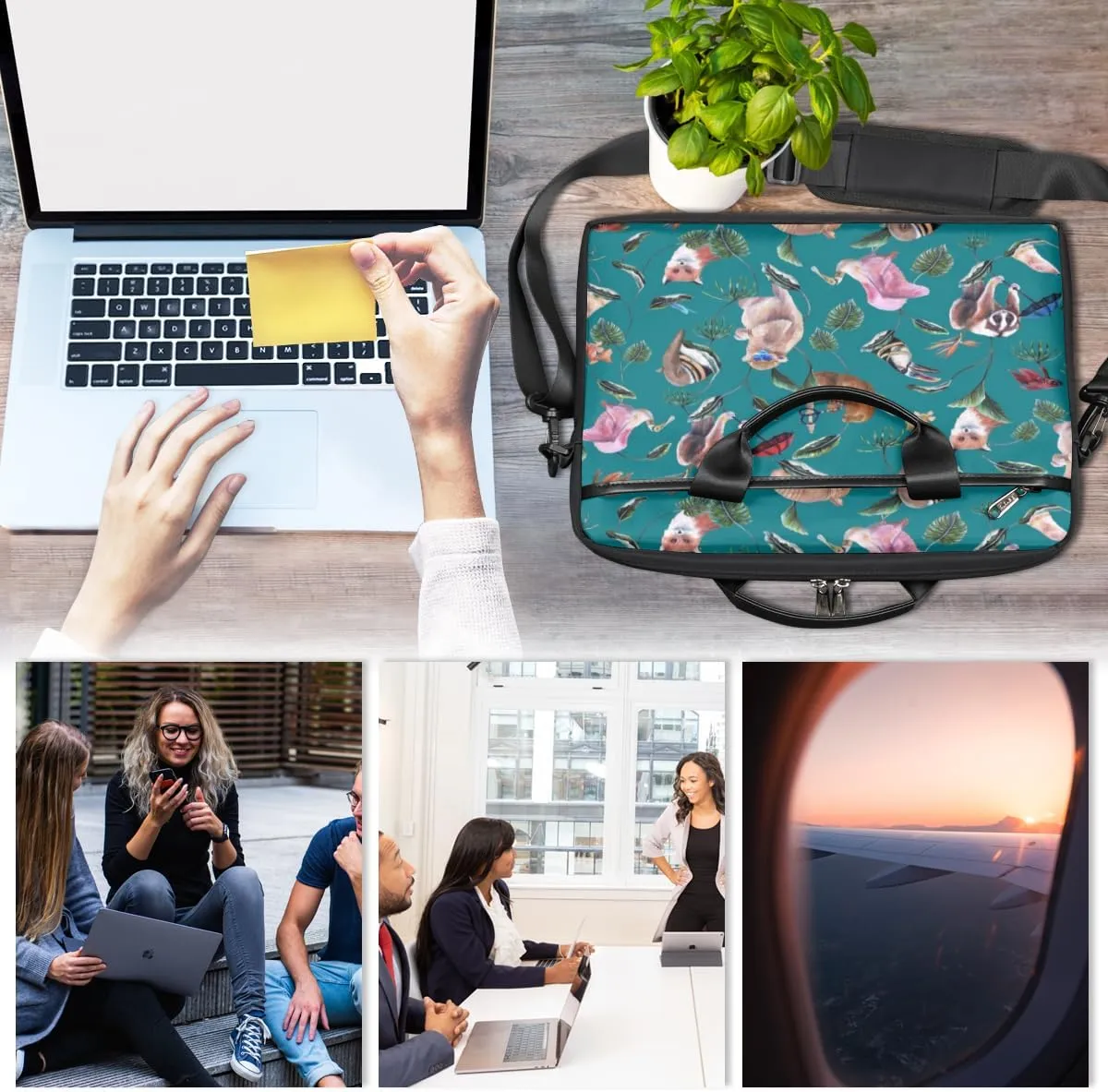 Prairie Animal Laptop Bag for Men Women 13-15 Inch Case Bags Sleeve Shoulder with Anti Slip Removable The Pad Straps