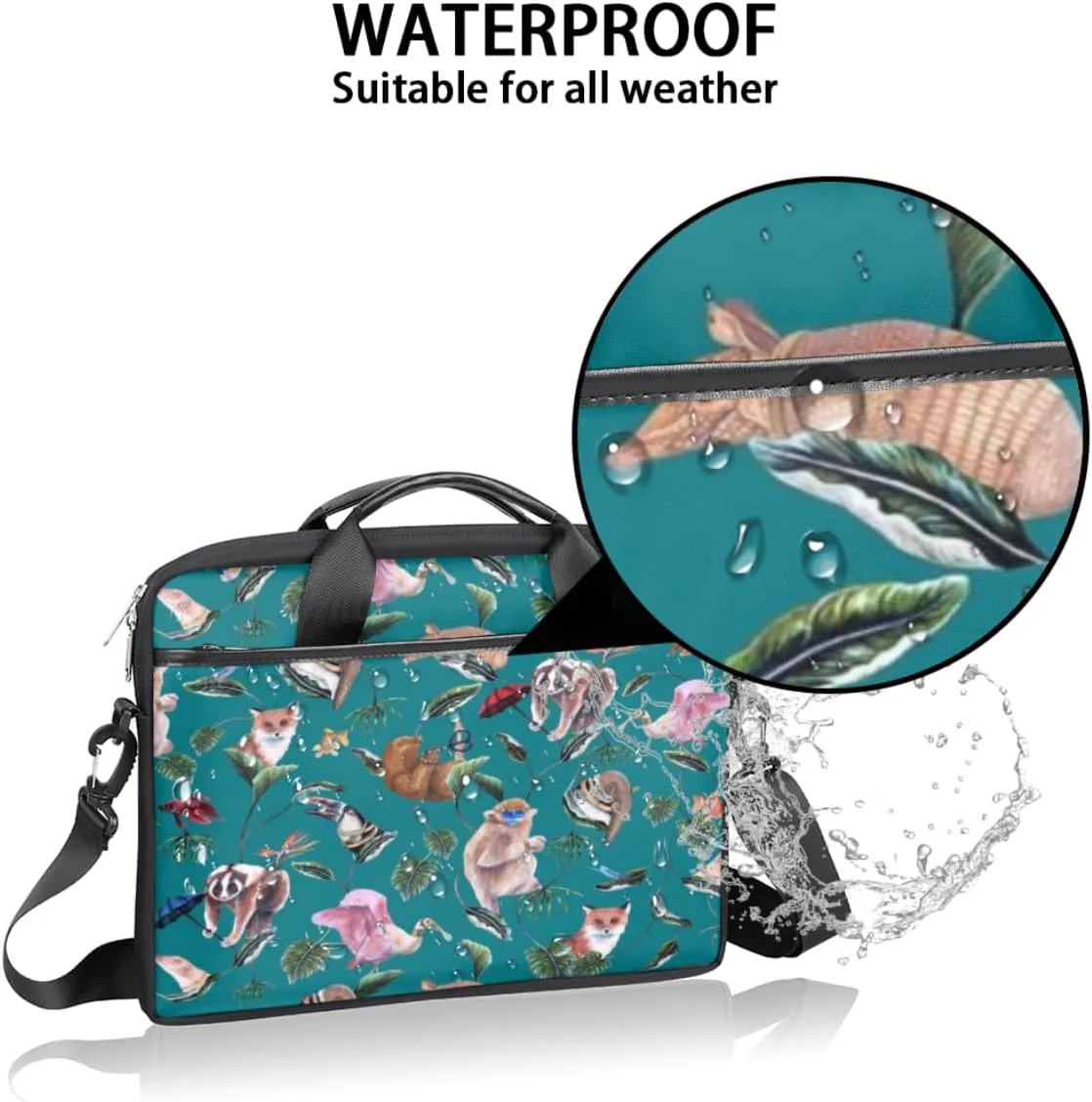 Prairie Animal Laptop Bag for Men Women 13-15 Inch Case Bags Sleeve Shoulder with Anti Slip Removable The Pad Straps