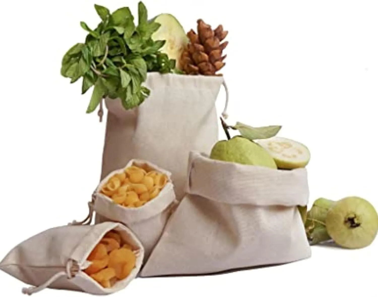 Premium Cotton Double Drawstrings Muslin Bags. 100% Organic Cotton Canvas Premium Quality Eco Friendly Reusable Natural Muslin Bags. Pack of 25 (12 x 16 Inches)