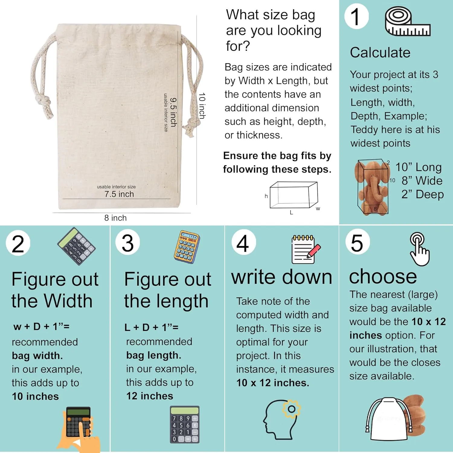 Premium Cotton Double Drawstrings Muslin Bags. 100% Organic Cotton Canvas Premium Quality Eco Friendly Reusable Natural Muslin Bags. Pack of 25 (12 x 16 Inches)