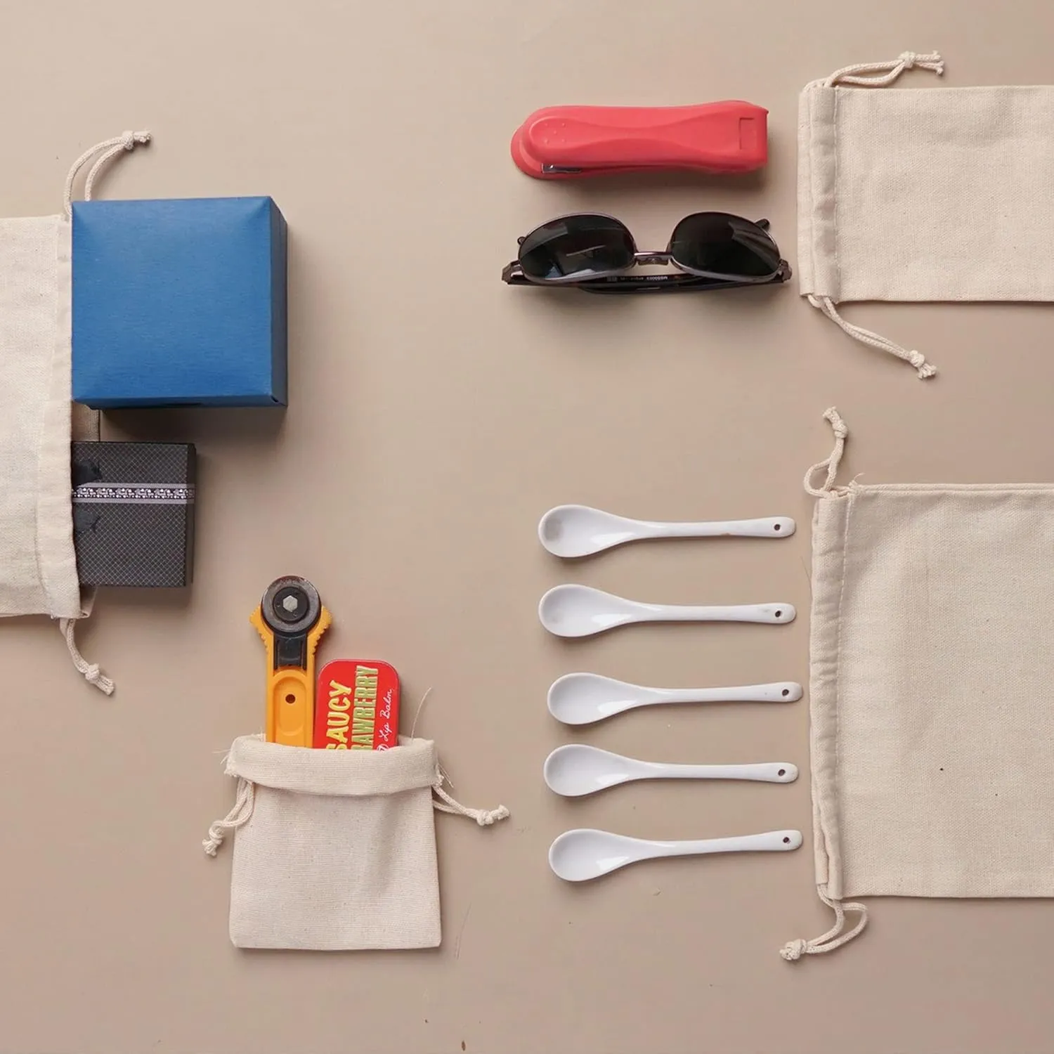 Premium Cotton Double Drawstrings Muslin Bags. 100% Organic Cotton Canvas Premium Quality Eco Friendly Reusable Natural Muslin Bags. Pack of 25 (12 x 16 Inches)
