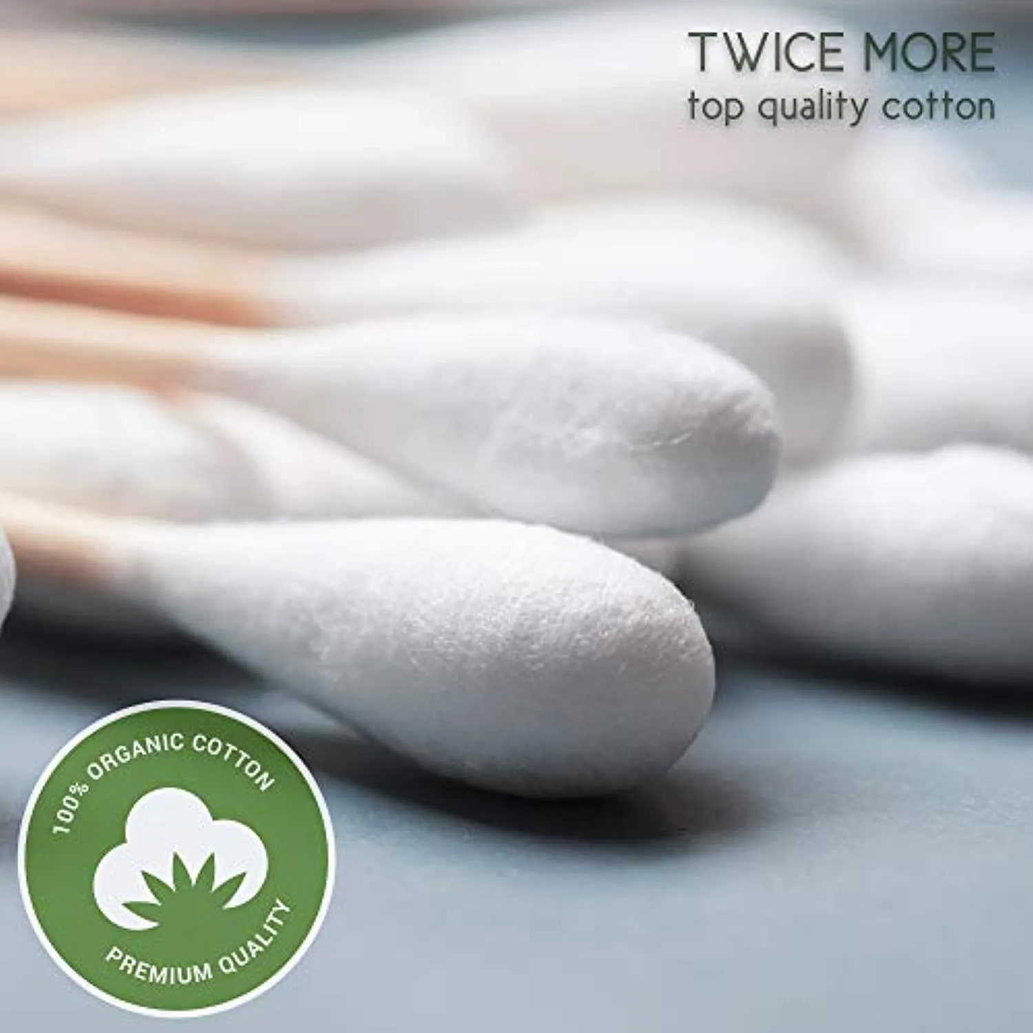 Premium Organic 500 Bamboo Cotton Swabs, Compostable Zero Waste Disposable Eco Friendly, 2 packs