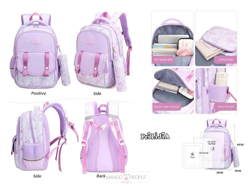 Premium Quality Large Capacity Classy School Bag with Free Stationery  Pouch