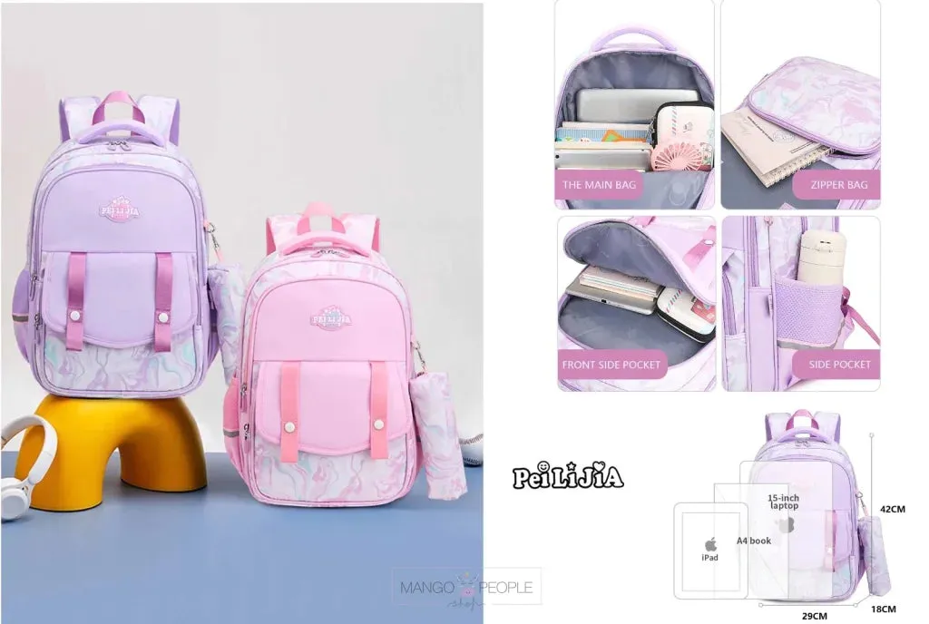 Premium Quality Large Capacity Classy School Bag with Free Stationery  Pouch