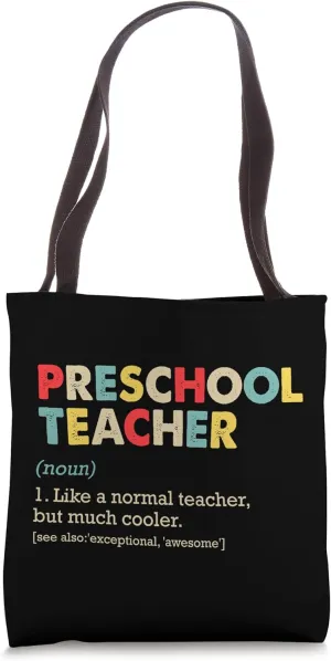 Preschool Teacher Definition Funny Preschool Teacher Vintage Tote Bag