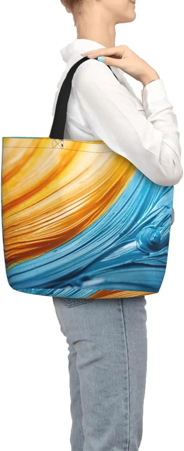 Pretty Flower Print Tote Bag Shoulde Bag Handbag Grocery Bags Reusable For Office Shopping Travel Casual Work Holiday