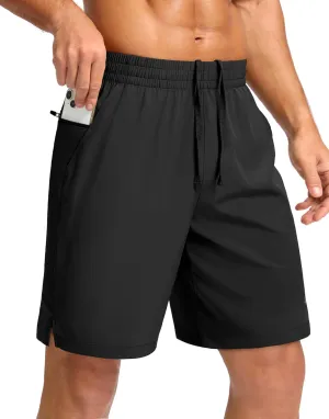 Pudolla Men's 7" Gym Workout Shorts with Zipper Pockets Lightweight Quick Dry Running Athletic Shorts for Men