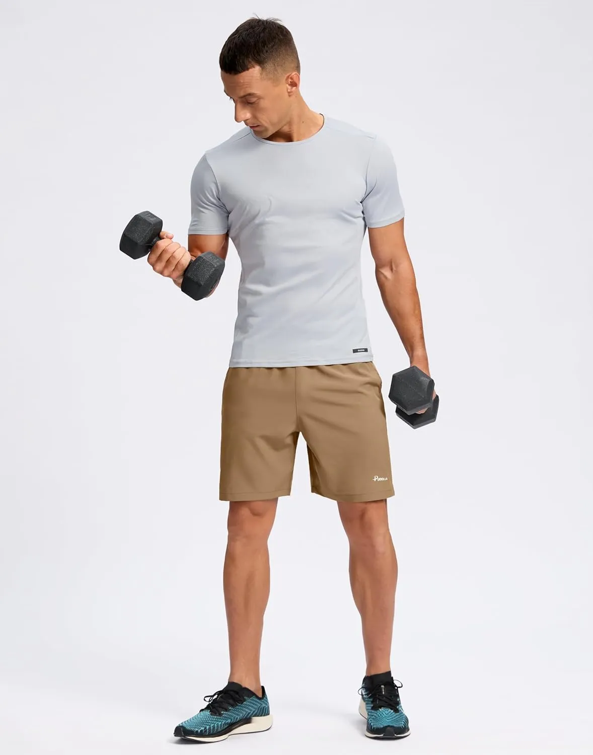 Pudolla Men's 7" Gym Workout Shorts with Zipper Pockets Lightweight Quick Dry Running Athletic Shorts for Men