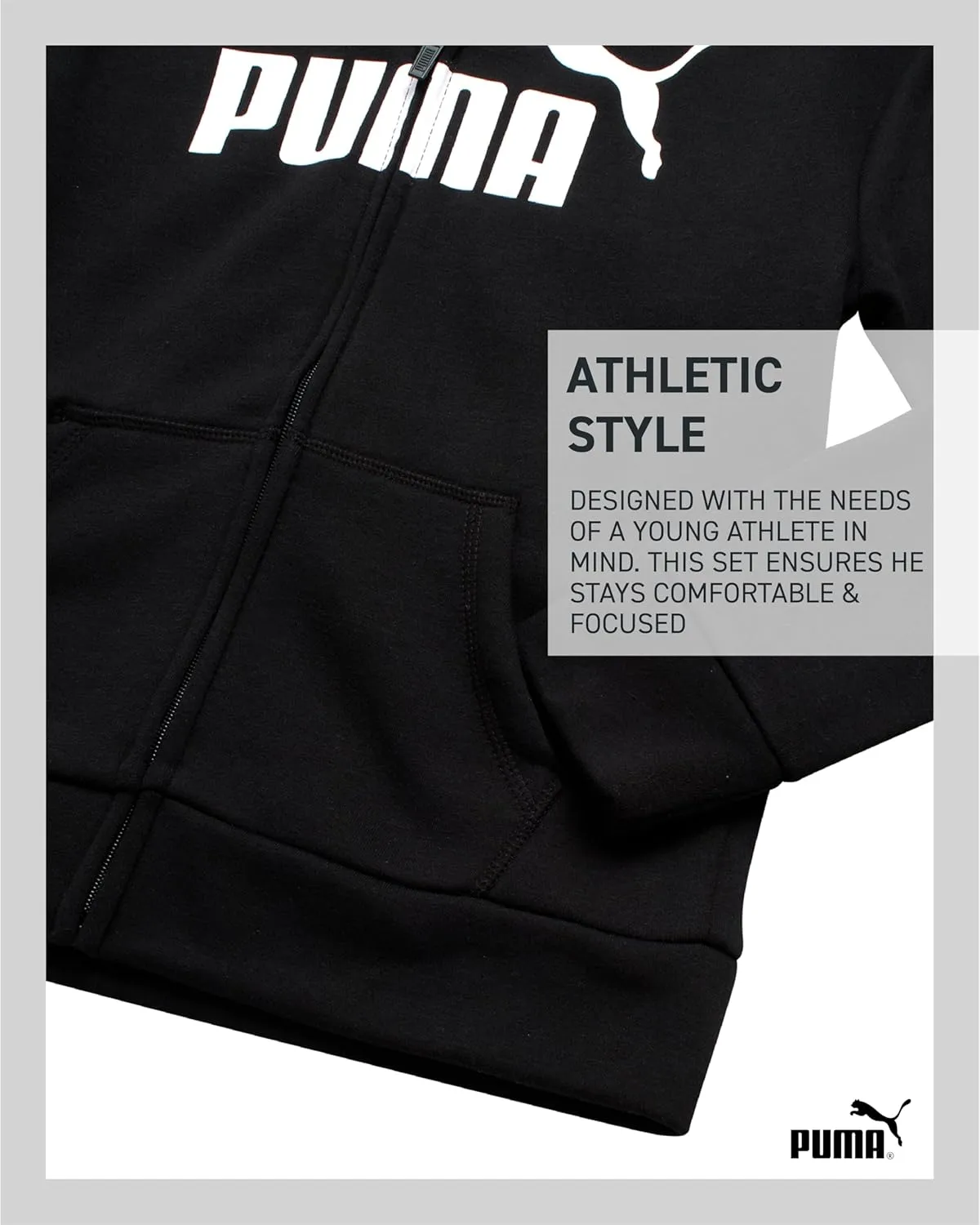 PUMA Girls' Zip Up Hoodie - Soft Core Fleece Hooded Graphic Logo Sweatshirt for Girls with Pockets (Sizes: 7-16)