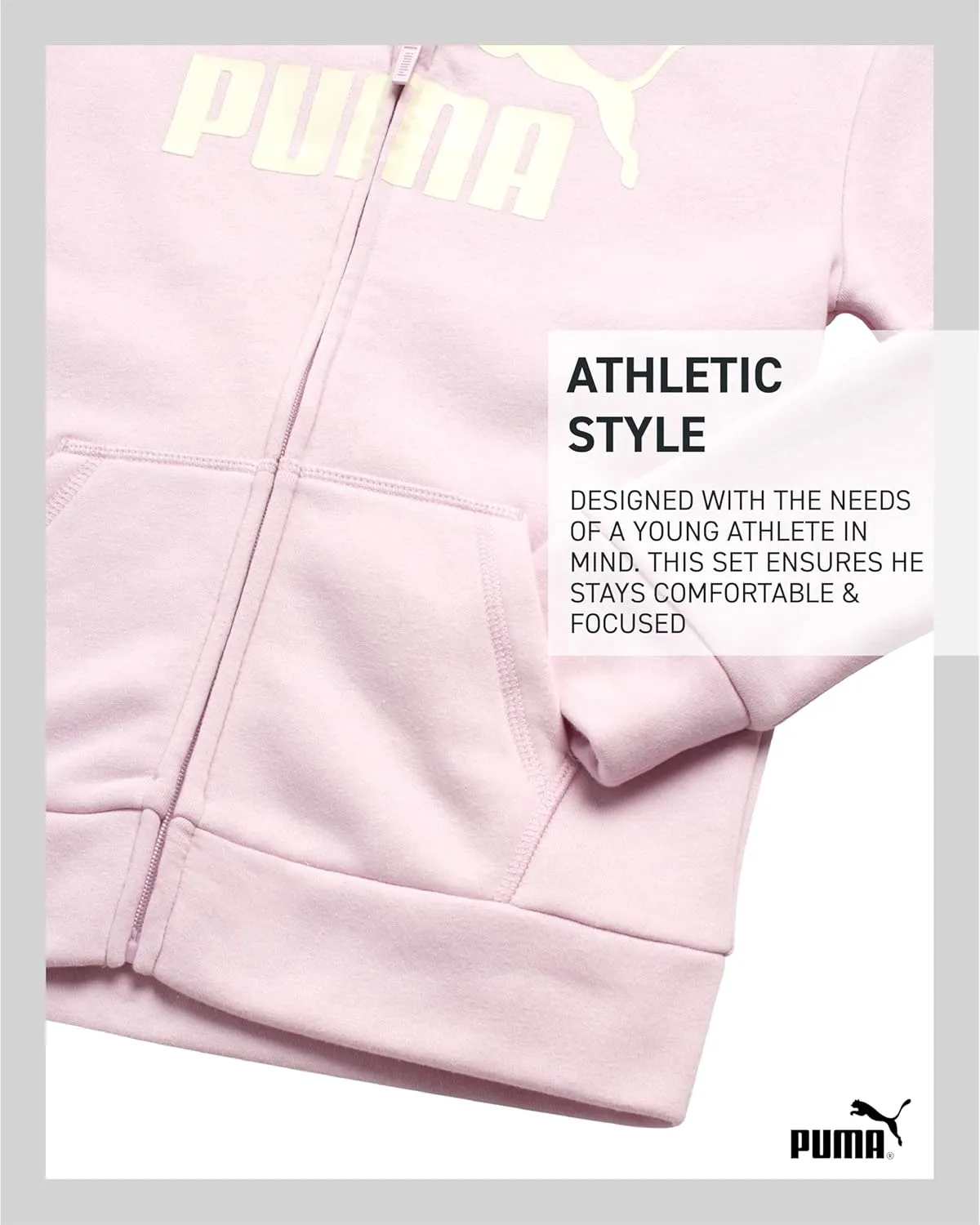 PUMA Girls' Zip Up Hoodie - Soft Core Fleece Hooded Graphic Logo Sweatshirt for Girls with Pockets (Sizes: 7-16)