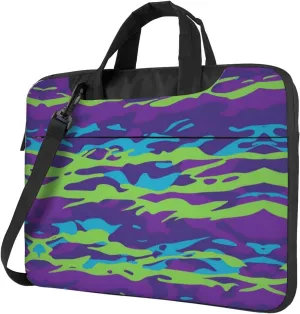 Purple Blue Green Camouflage Zebra Stripes pattern Fashionable and ultra-thin shoulder laptop bag 13 inch Shockproof soft lining