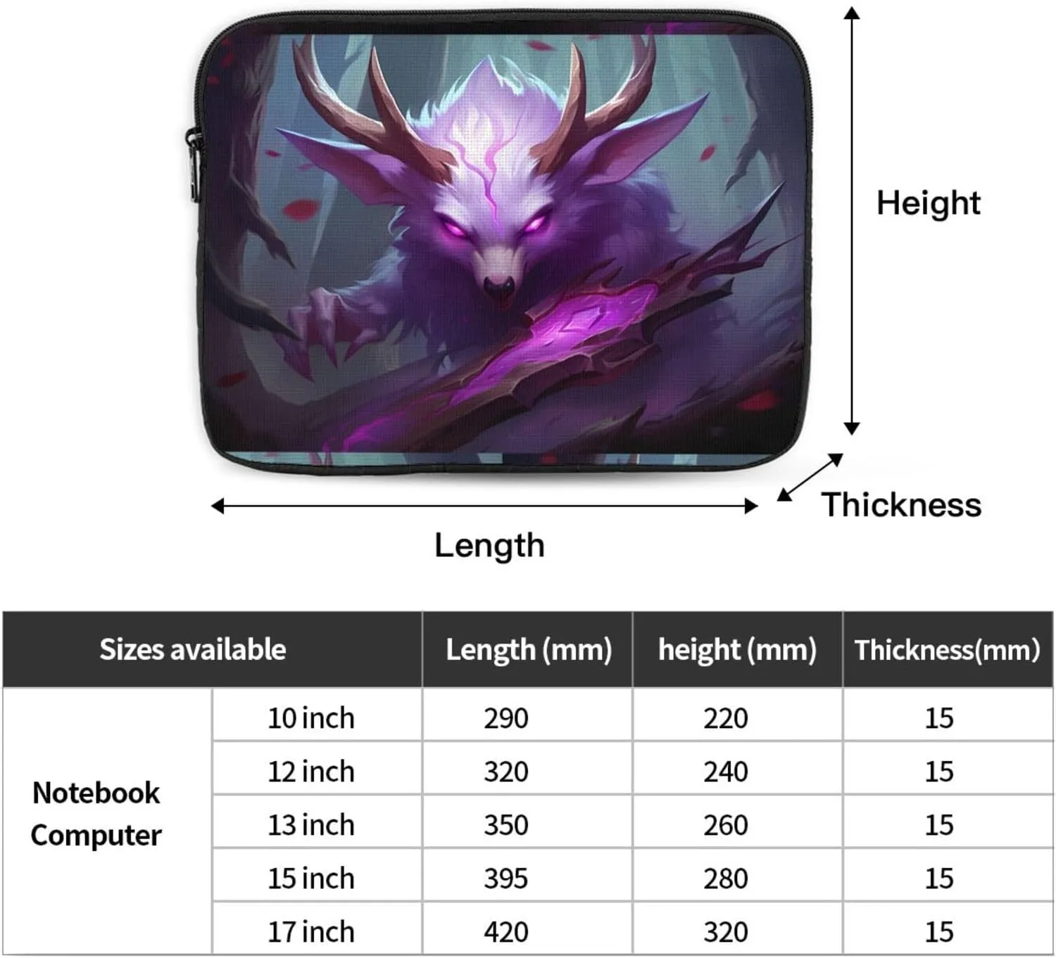 Purple Eyed Beast Laptop Inner Bag Laptop Sleeve Case Briefcase Carrying Laptop Cover