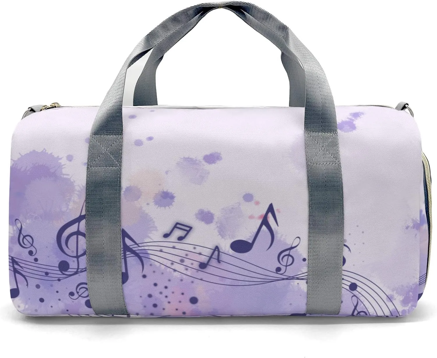 Purple Note Musical Personalized Duffel Bag,Custom Travel Gym Bag with Name,Waterproof Sports Overnight Bag with Shoe Compartment & Shoulder Strap