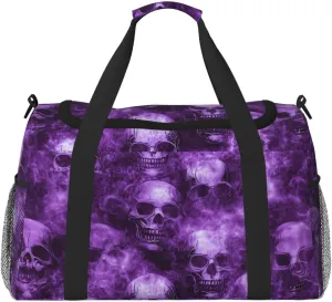 Purple Skull Travel Duffel Bag Tote Bag Sports Gym Bag For Women And Men