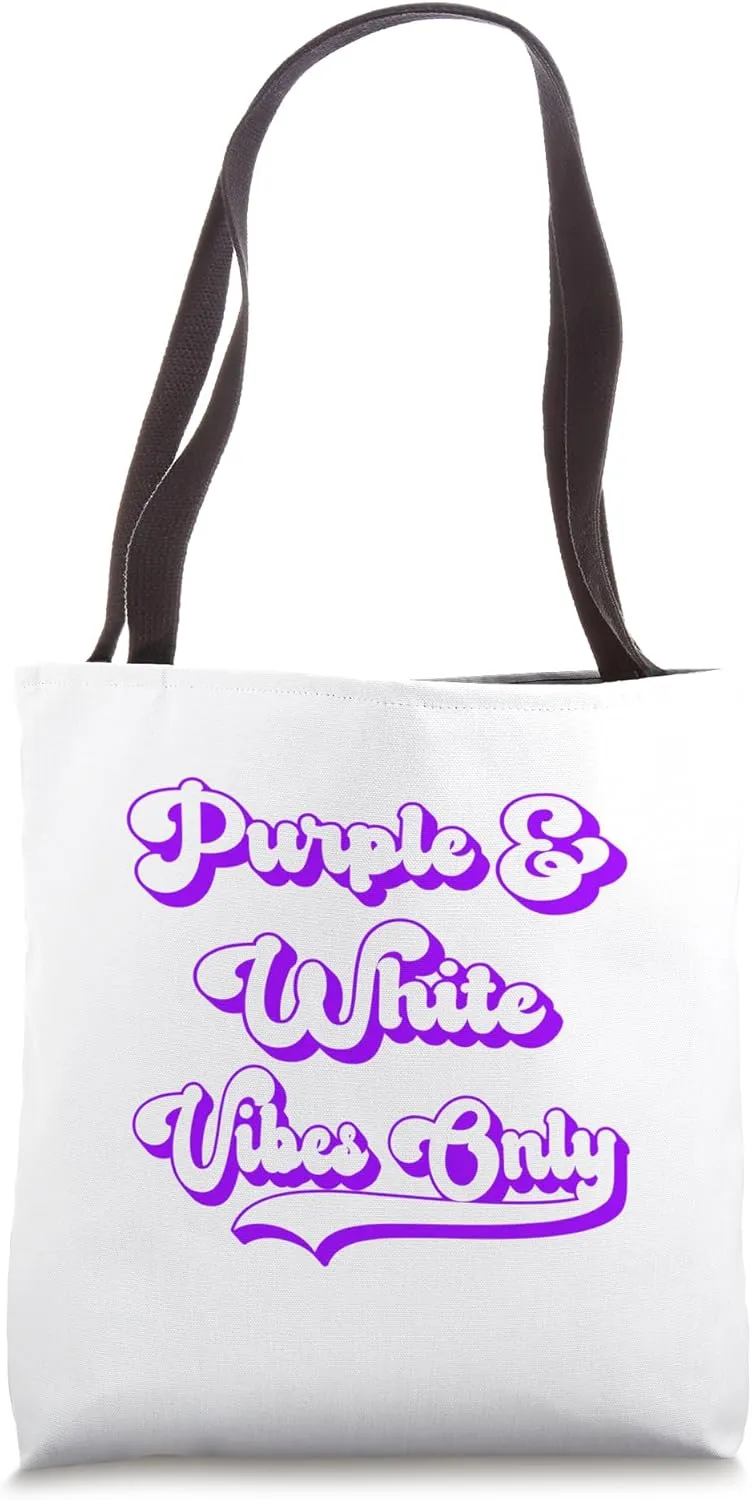 Purple White School Pride Team Institution Colors Tote Bag