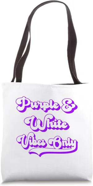 Purple White School Pride Team Institution Colors Tote Bag