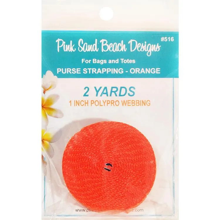 Purse Strapping 1 Inch Polypro Webbing 2yd Orange Pink Sand Beach Designs