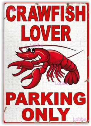Puzzles for Seniors Funny Crawfish Lover Parking Only Vintage Kitchen Mardi Gras Puzzle Wooden Jigsaw Puzzles for Adults Thick Sturdy Challenging Party Games Activity Toys 500 Pieces