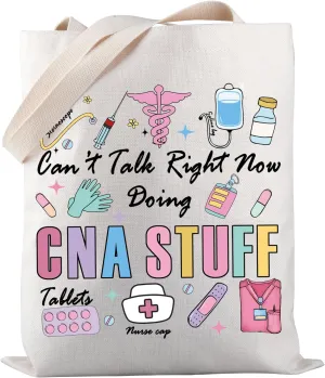 PWHAOO Certified Nurse Assistant Tote Bag Can’t Talk Right Now Doing CNA Stuff Tote Bag CNA Appreciation Gift