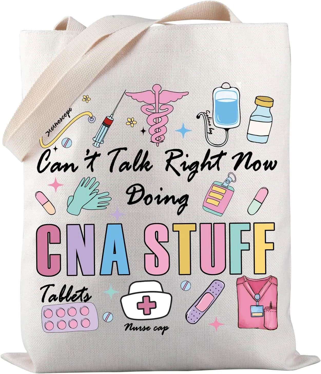 PWHAOO Certified Nurse Assistant Tote Bag Can’t Talk Right Now Doing CNA Stuff Tote Bag CNA Appreciation Gift