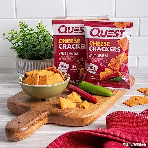 Quest Nutrition Cheese Crackers, Spicy Cheddar Blast, 12 Count (1.06 oz bags)