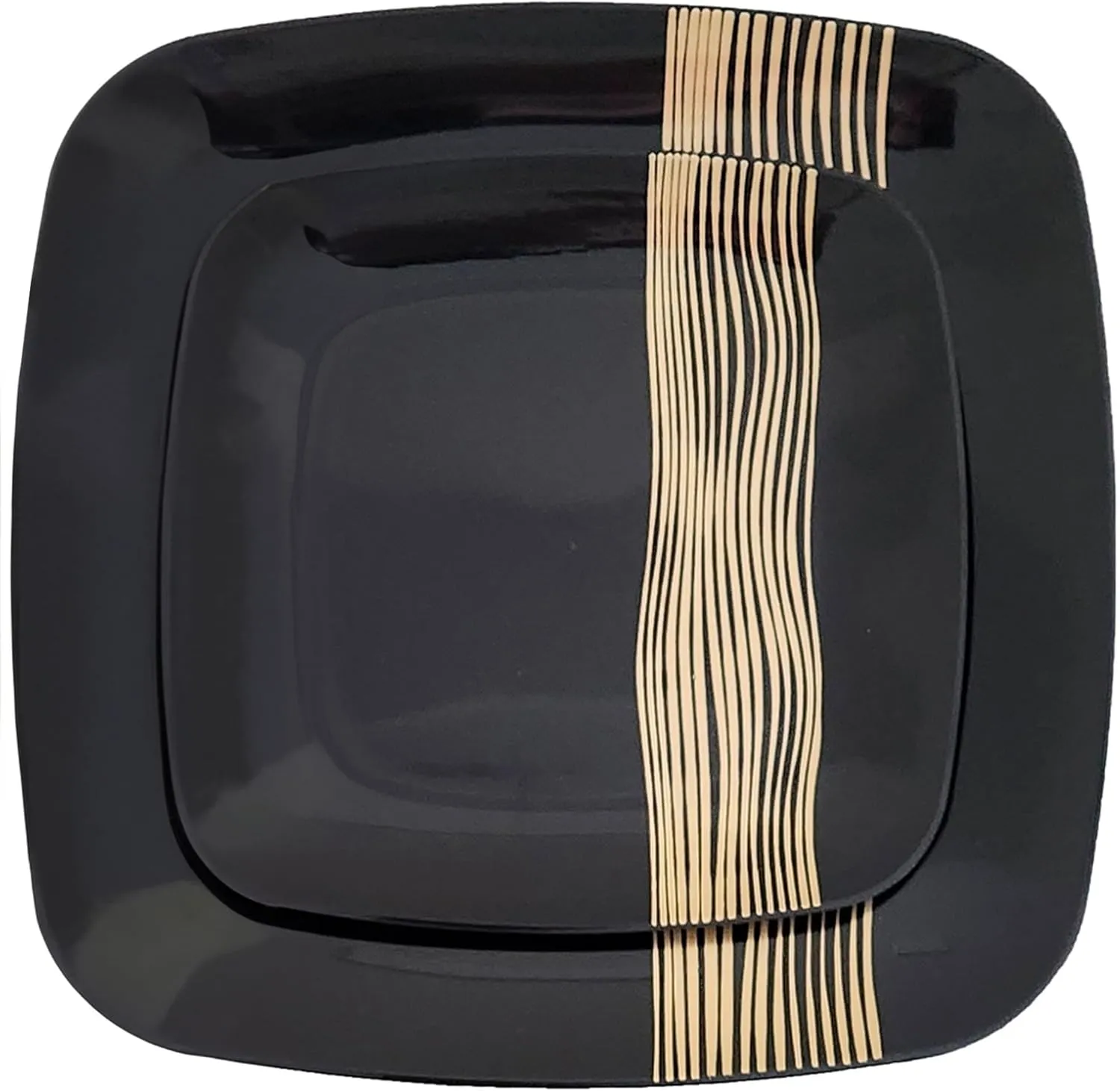 R-kay Black And Gold Plates For Party - 40 Pack - 10.25 Inch And 7.5 Inch - Heavy Duty Disposable Plates