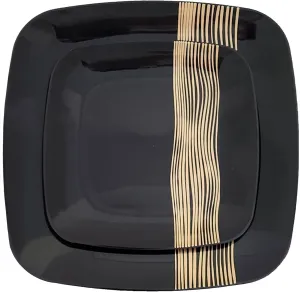 R-kay Black And Gold Plates For Party - 40 Pack - 10.25 Inch And 7.5 Inch - Heavy Duty Disposable Plates