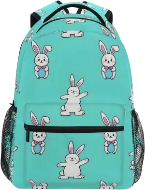 Rabbits Pattern Backpack 3rd 4th 5th Grade School Bookbag Travel Laptop Daypack Bag Purse for Boys Girls Teens