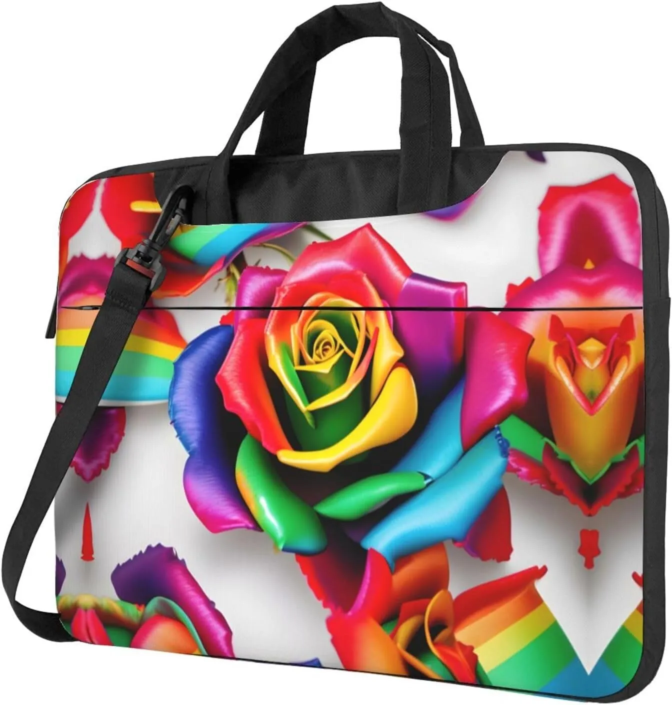 Rainbow Rose Flower Laptop Bag - Shockproof & Stylish Laptop Handbag For Unique And Safe Laptop Transportation