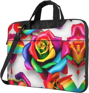 Rainbow Rose Flower Laptop Bag - Shockproof & Stylish Laptop Handbag For Unique And Safe Laptop Transportation