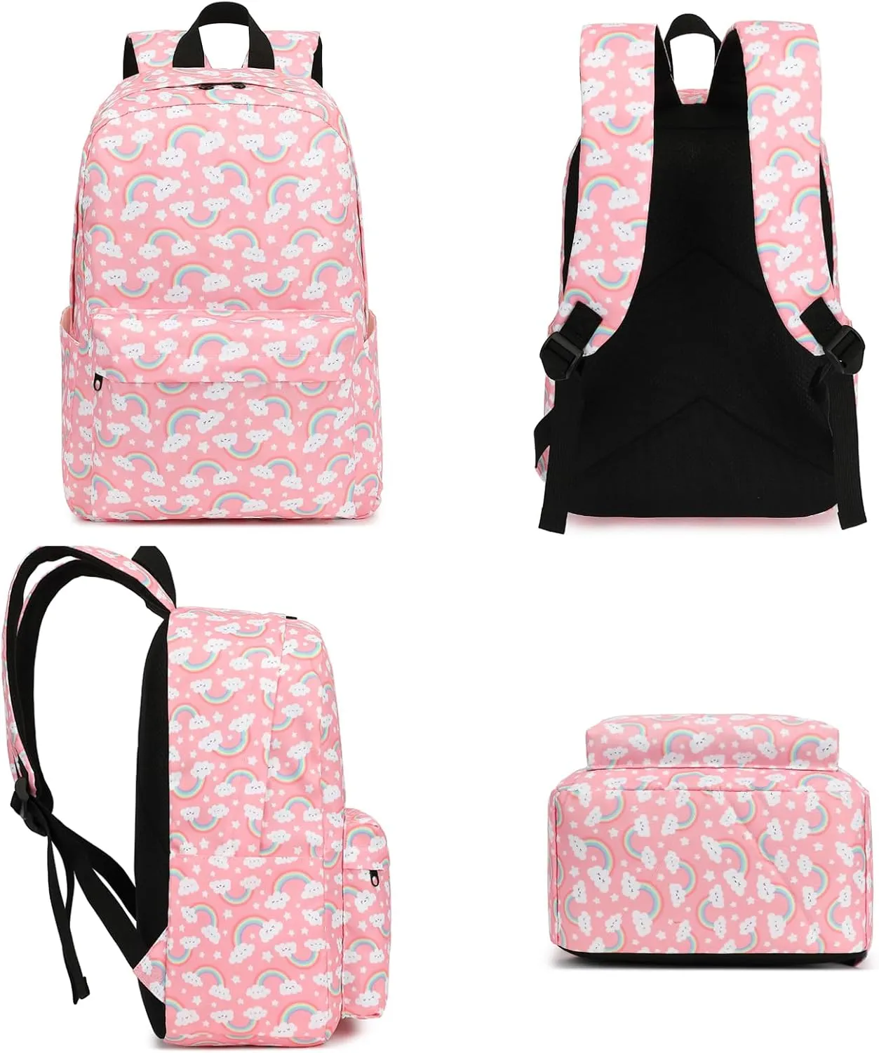 Rainbow School Backpack for Teen Girls, 3-in-1 Kids Backpack Bookbag Set School Bags with Lunch Box Pencil Case