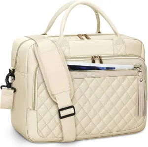 RAINSMORE Laptop Bag 17.3 Inch Briefcase for Women Waterproof Computer Messenger Shoulder Bags Large Laptop Case for Work Business Office Travel College, Beige