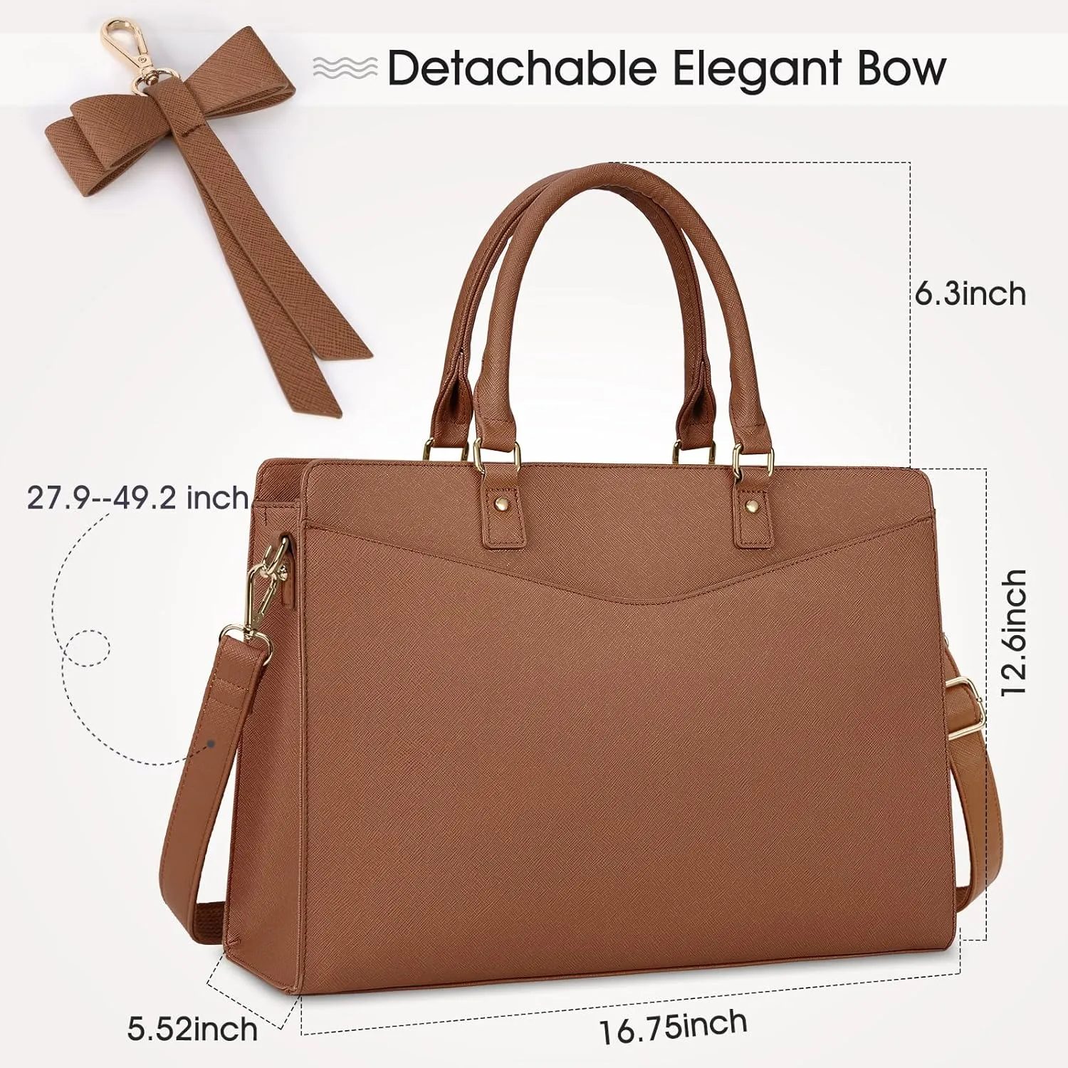 RAINSMORE Laptop Bag for Women 15.6 Inch PU Leather Laptop Tote Professional Business Office Work Bag Waterproof Briefcase Computer Tote Bag Large Lightweight Handbag Shoulder Bag