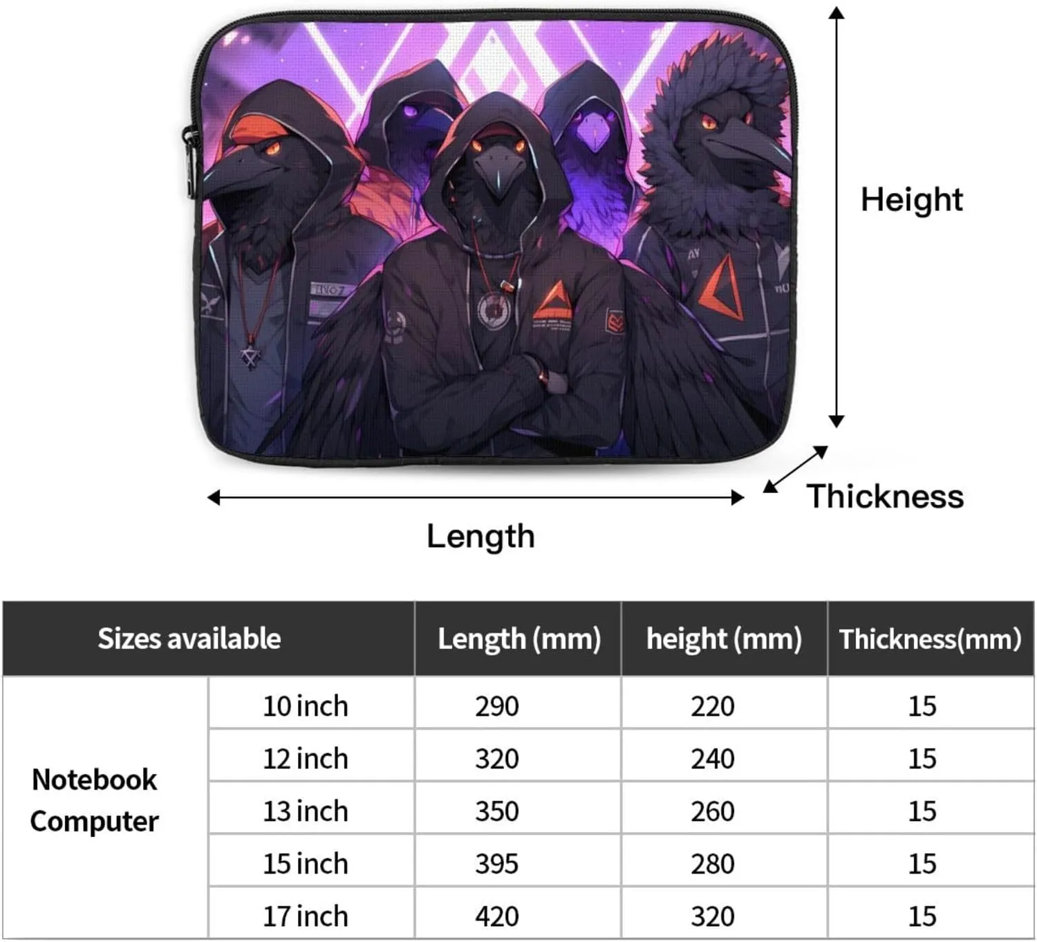 Ravens Pattern Shockproof Portable Laptop 15 inch Sleeve Bag for Men and Women - Ideal for Business Travel, School, and Daily Use
