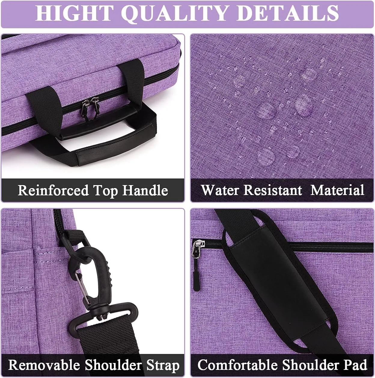 RAVUO Laptop Bag for Women, Water Resistant Lightweight 17inch Shockproof Laptop Shoulder Bag Sleeve Case Business Briefcase with Shoulder Strap Purple