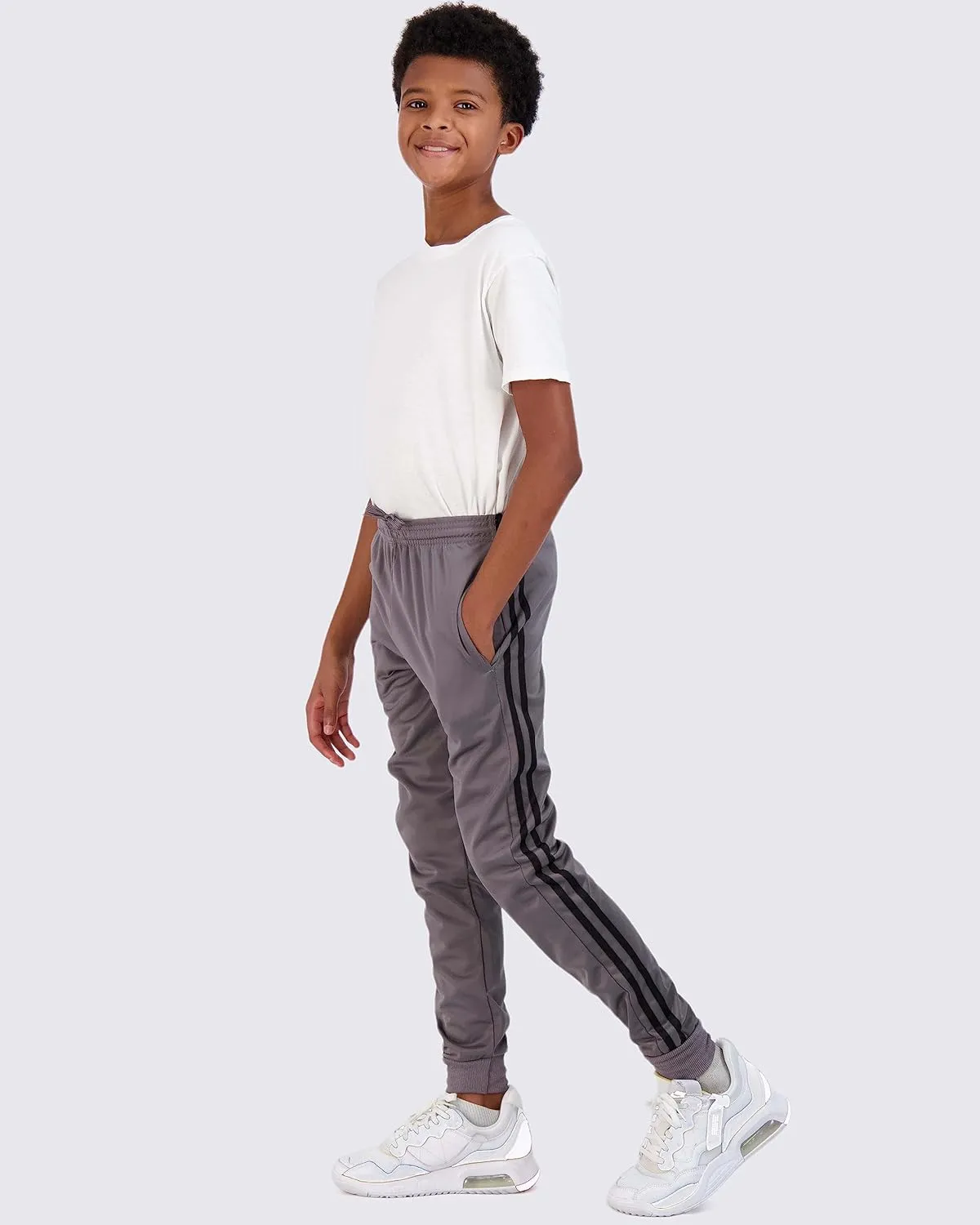 Real Essentials 3 Pack: Boy's Active Athletic Casual Jogger Sweatpants with Pockets