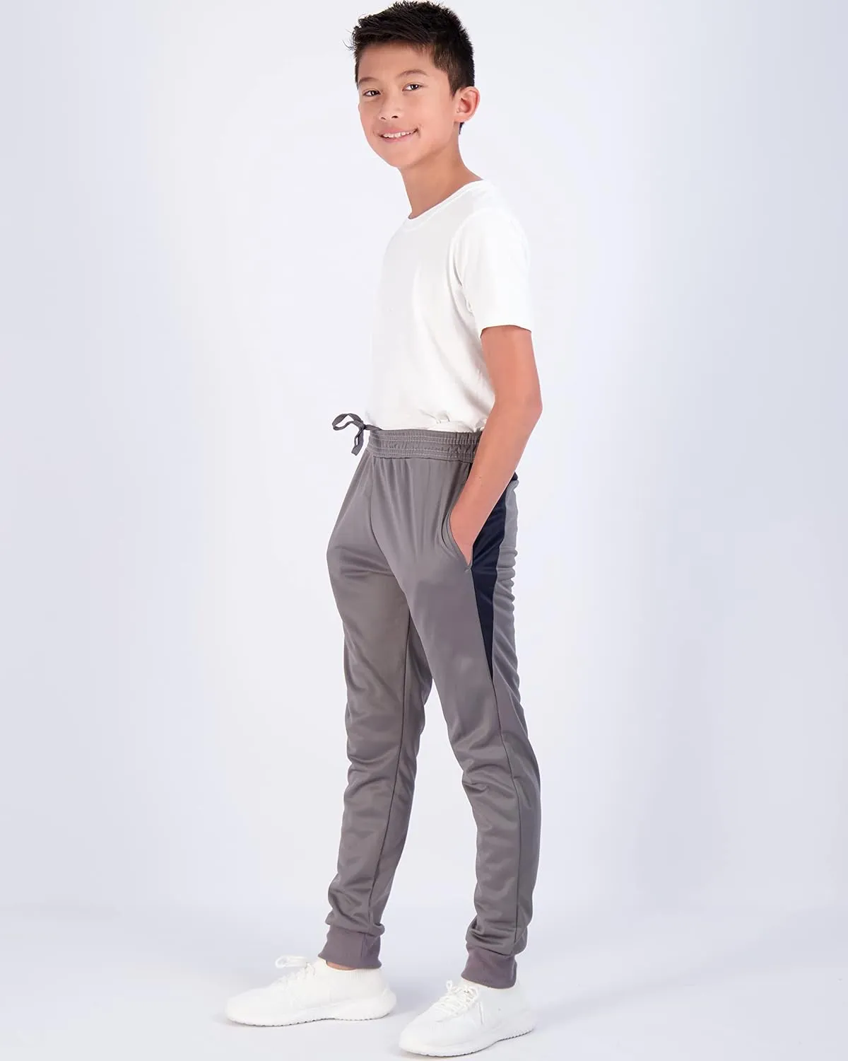 Real Essentials 3 Pack: Boy's Active Athletic Casual Jogger Sweatpants with Pockets