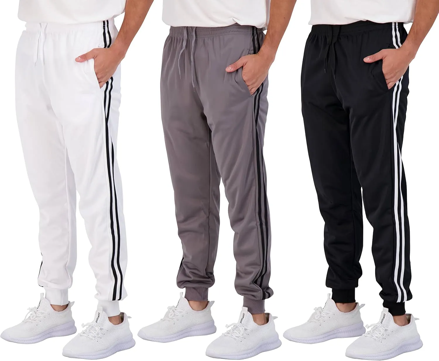 Real Essentials 3 Pack: Boy's Active Athletic Casual Jogger Sweatpants with Pockets