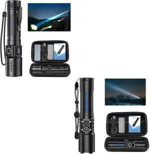 Rechargeable Flashlights, 6 Modes High Lumen Tactical LED Flashlight, High Lumens Bright Waterproof Flashlights, Zoomable Flash Lights for Camping, Emergencies, Outdoor, Home, Gift for Men