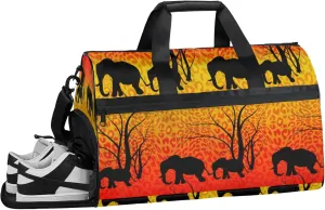 Red Forest Gym Bags for Men Women, 43L Medium Sports Elephant Travel Duffel Bag for Men with Shoe Compartment,Carry on Bags for Airplanes Women