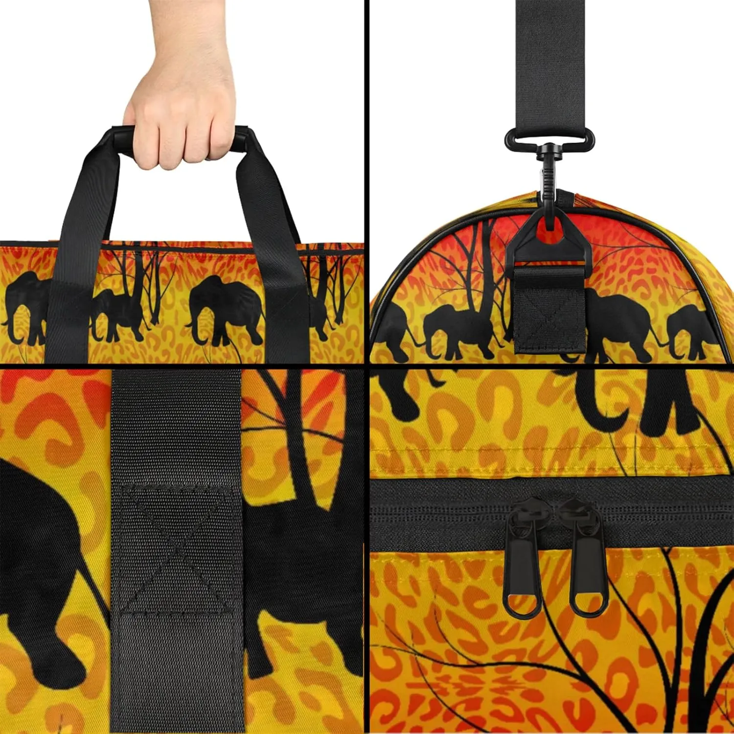 Red Forest Gym Bags for Men Women, 43L Medium Sports Elephant Travel Duffel Bag for Men with Shoe Compartment,Carry on Bags for Airplanes Women