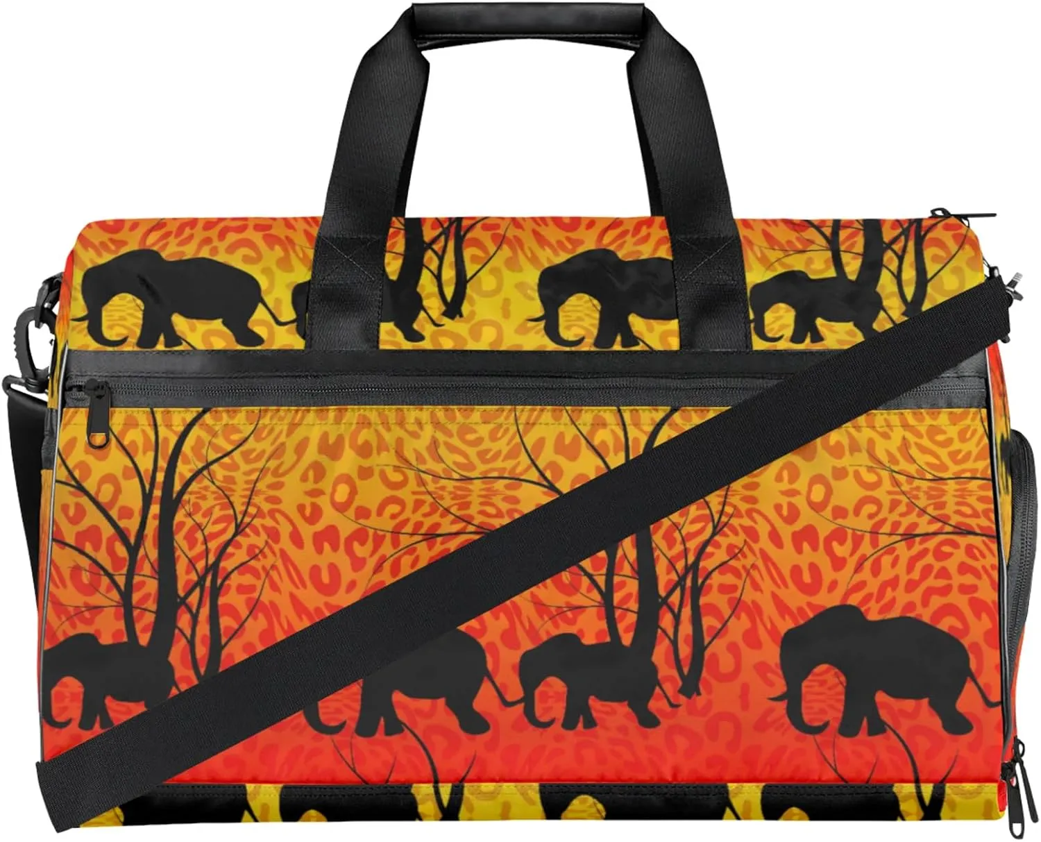 Red Forest Gym Bags for Men Women, 43L Medium Sports Elephant Travel Duffel Bag for Men with Shoe Compartment,Carry on Bags for Airplanes Women