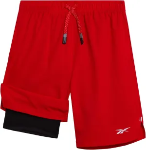Reebok Boys Shorts - 2 in 1 Basketball Shorts with Compression Liner and Pockets - Gym and Running Boys Athletic Shorts
