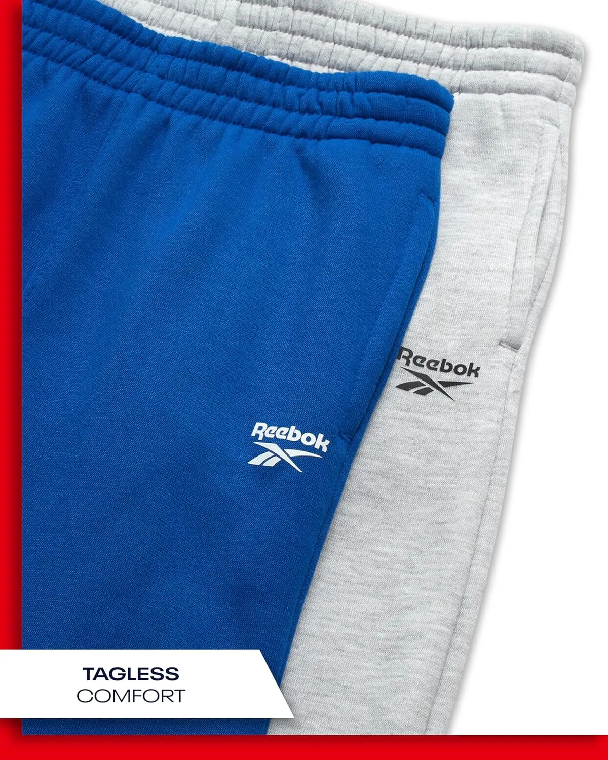 Reebok Boys Sweatpants - 2 Pack Performance Spun Fleece Boys Joggers Athletic Pants with Pockets for Running & Workout (8-14)