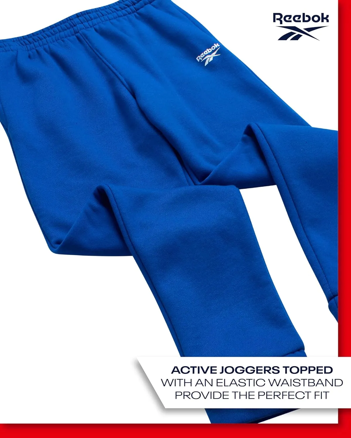 Reebok Boys Sweatpants - 2 Pack Performance Spun Fleece Boys Joggers Athletic Pants with Pockets for Running & Workout (8-14)
