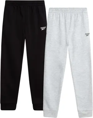 Reebok Boys Sweatpants - 2 Pack Performance Spun Fleece Boys Joggers Athletic Pants with Pockets for Running & Workout (8-14)