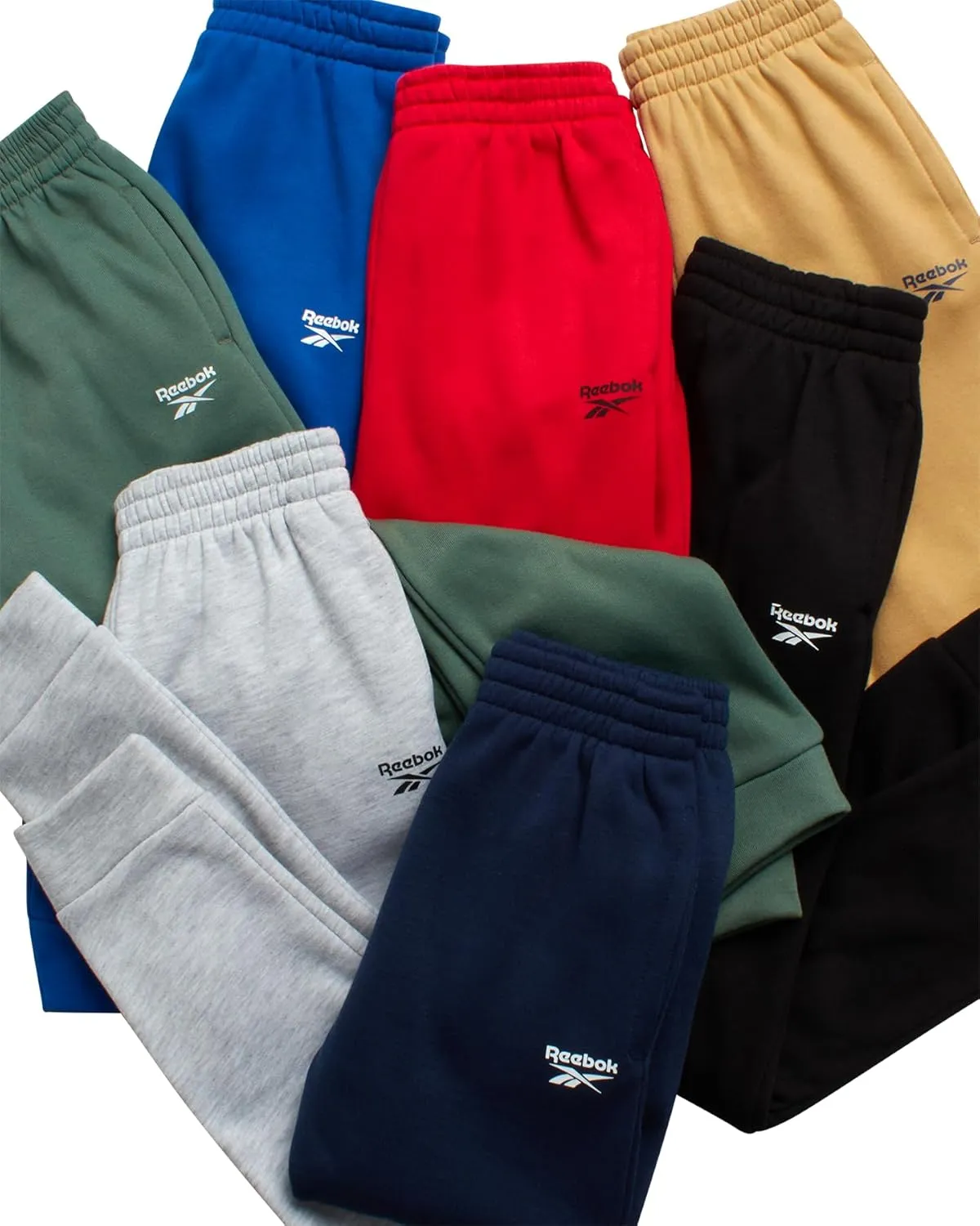 Reebok Boys Sweatpants - 2 Pack Performance Spun Fleece Boys Joggers Athletic Pants with Pockets for Running & Workout (8-14)