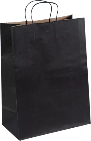 Restaurantware - Saving Nature 12.6 x 6.3 x 16.9 Inch Paper Shopping Bags, 100 Sturdy Bags with Handles - Durable, for Groceries, Black Paper Retail Handle Bags, for Gifts