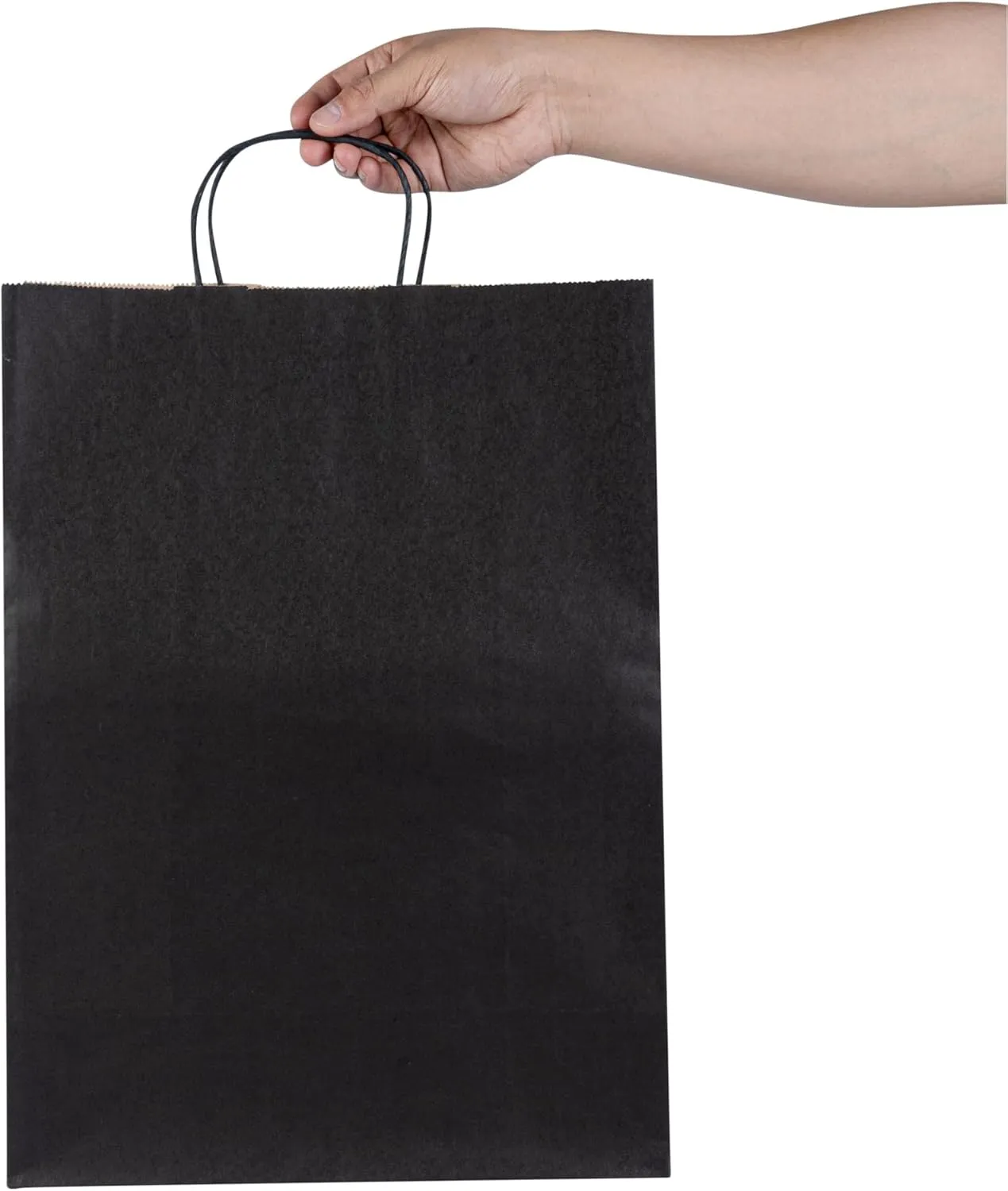 Restaurantware - Saving Nature 12.6 x 6.3 x 16.9 Inch Paper Shopping Bags, 100 Sturdy Bags with Handles - Durable, for Groceries, Black Paper Retail Handle Bags, for Gifts