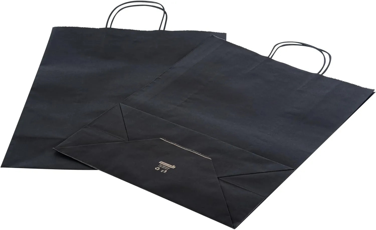 Restaurantware - Saving Nature 12.6 x 6.3 x 16.9 Inch Paper Shopping Bags, 100 Sturdy Bags with Handles - Durable, for Groceries, Black Paper Retail Handle Bags, for Gifts